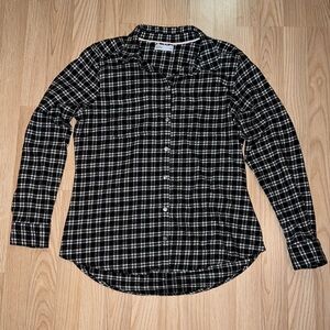 Croft & Barrow Black and White Plaid Flannel Long Sleeve Shirt